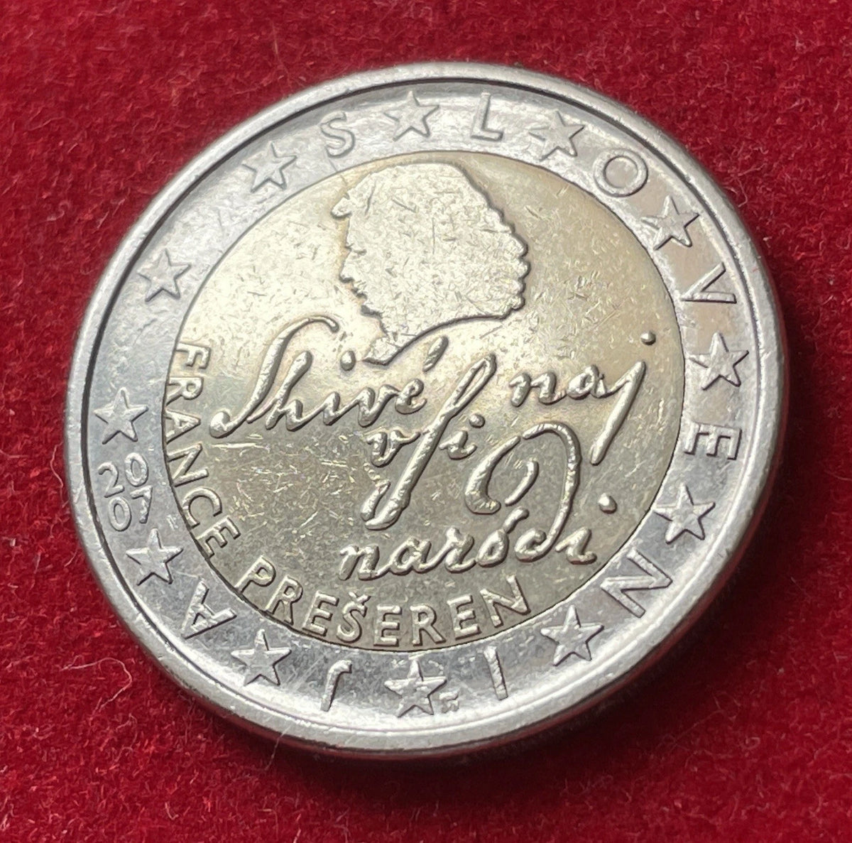 2 Euro Gedenkmünze 2007 – Slowenien – France Prešeren – Sehr Schön