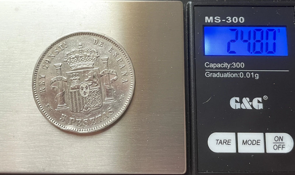 5 Peseten 1878 *78 Spanien – Alfonso XII – 900er Silber Münze