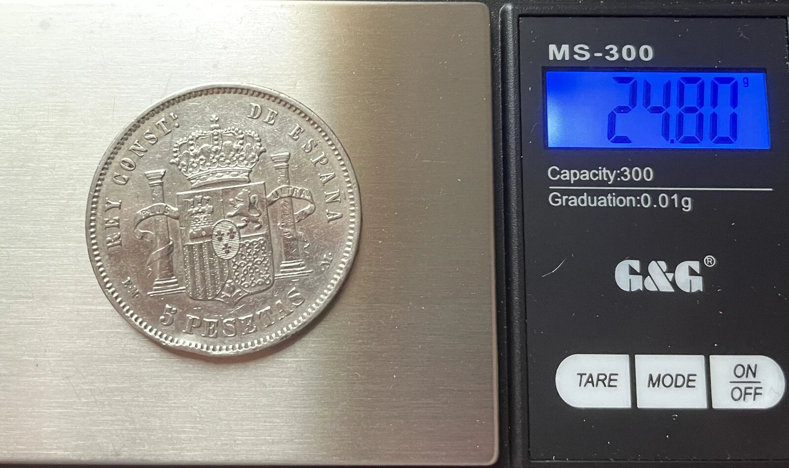 5 Peseten 1878 *78 Spanien – Alfonso XII – 900er Silber Münze