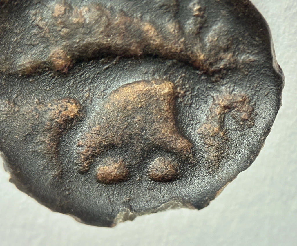 Kelten Gallien Leuci Potin - Obol 150-50 vor Chr. – Antike Bronzemünze / Sehr gut erhalten