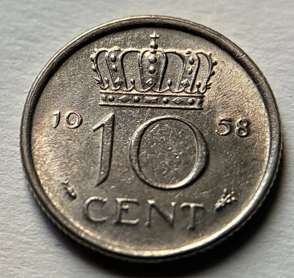 10 Cent 1958 | Niederlande | Königin Juliana | Nickel Münze