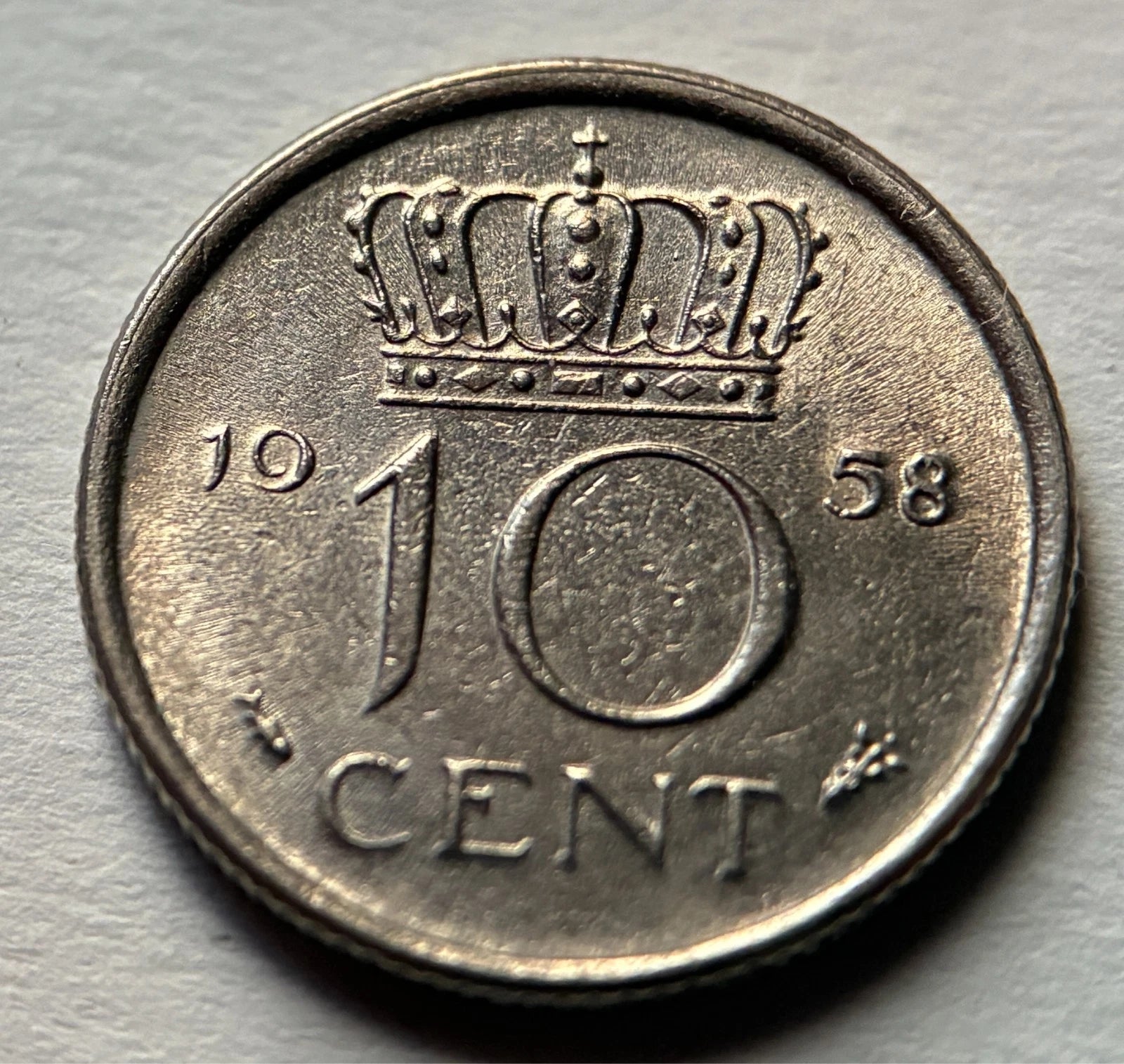 10 Cent 1958 | Niederlande | Königin Juliana | Nickel Münze