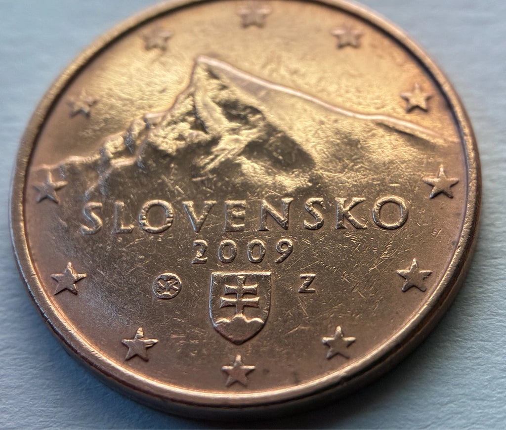 5 Cent 2009 | Slowakei | Berg Kriváň | Verkupferter Stahl Münze | schön