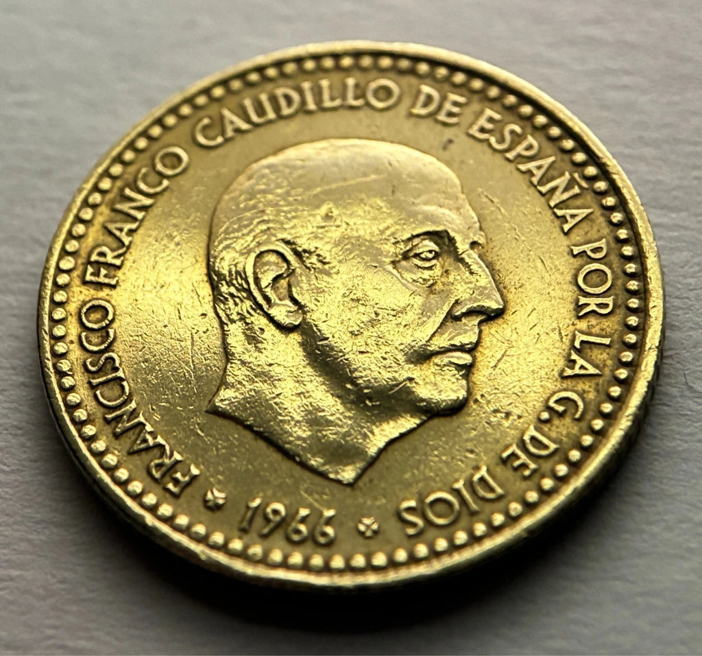 Una Peseta 1966*75 | Spanien | General Francisco Franco | Aluminiumbronze | Historische Münze | schön