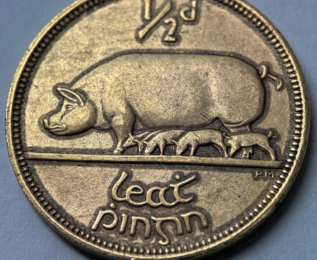 1/2 Penny 1964 | Irland | Glücksmünze der Iren | Bronze | Edel vergoldet | Mit Zertifikat | Münze