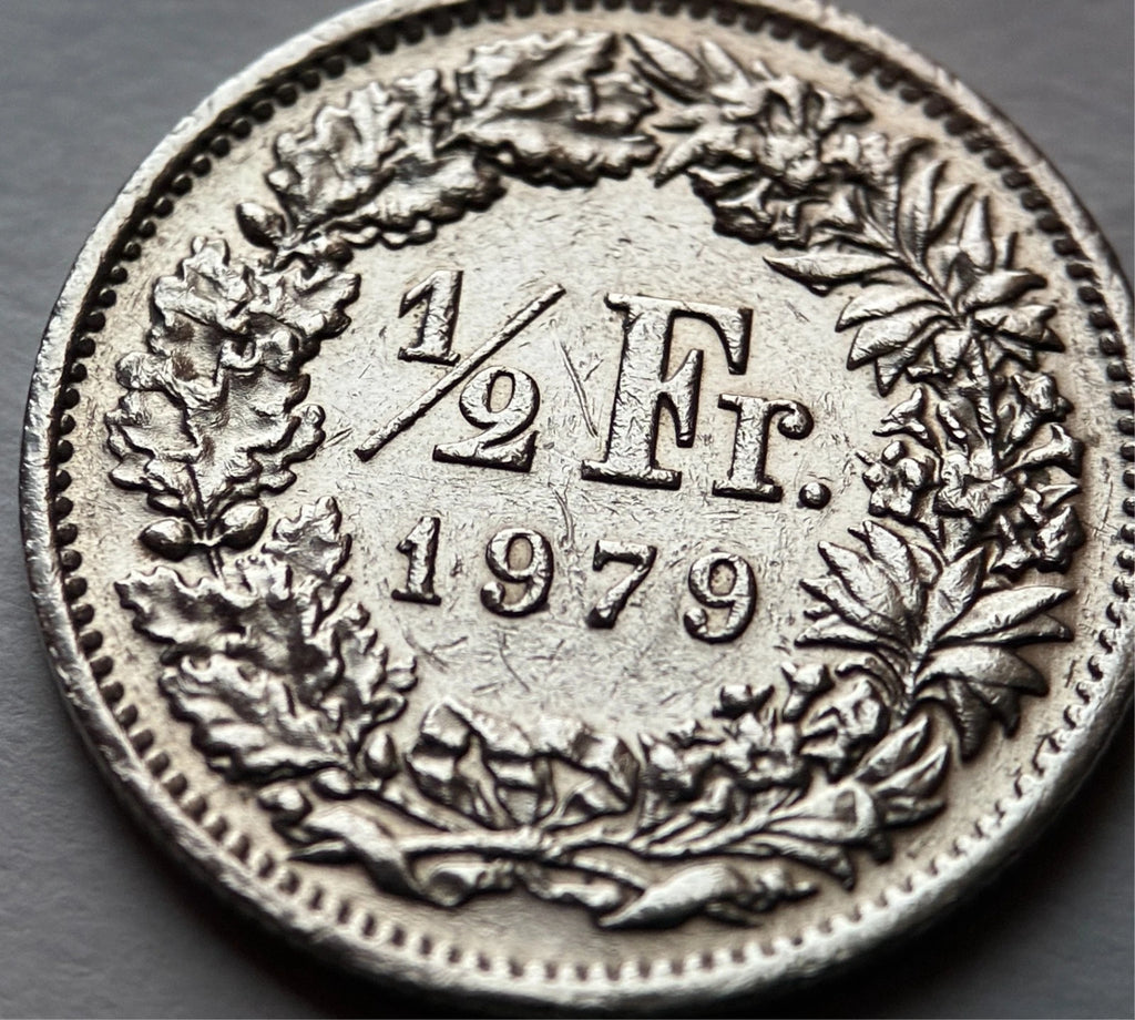 1/2 Franken 1979 | Schweiz | Helvetia mit Speer & Schild | Kupfer-Nickel-Münze