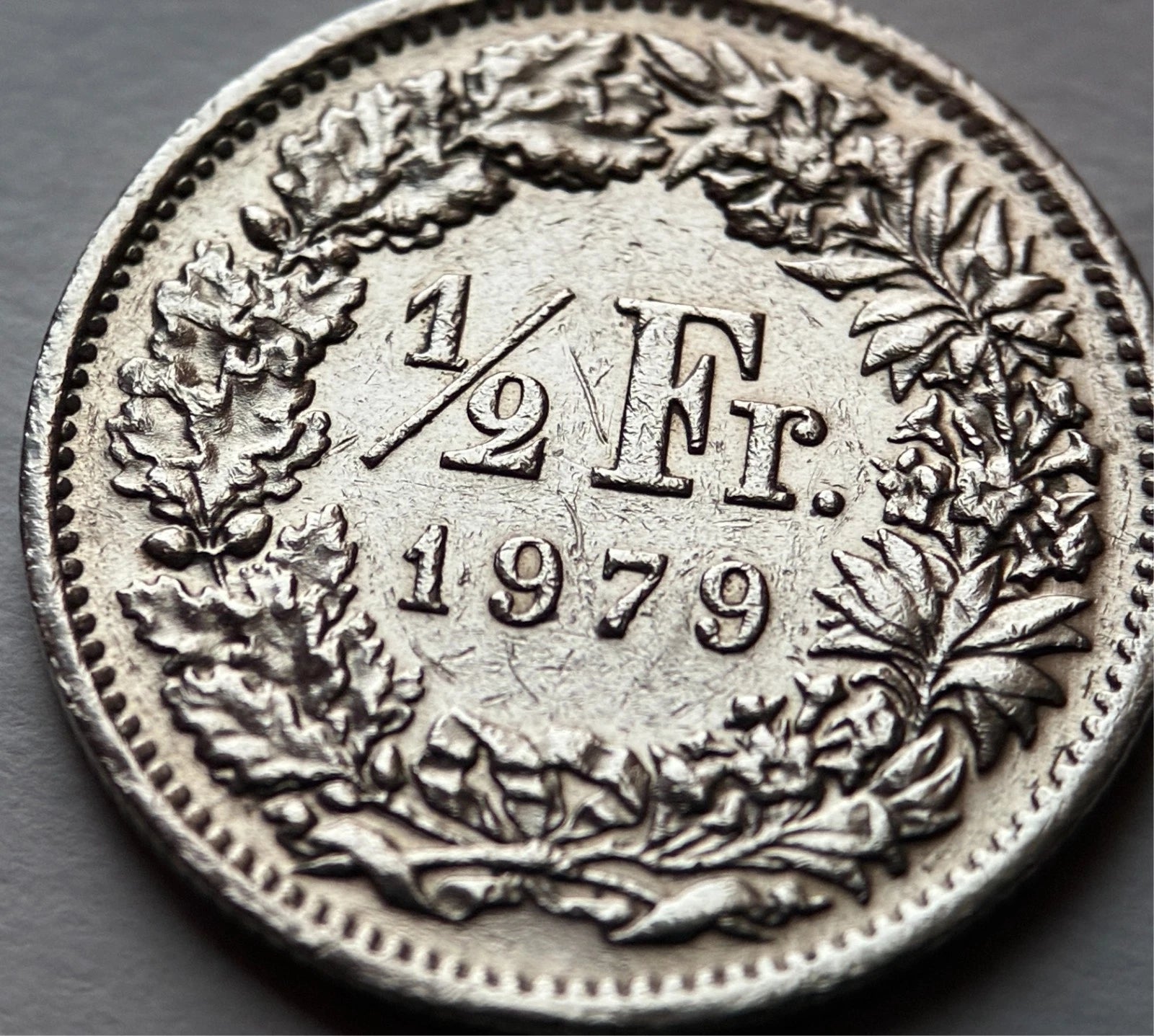 1/2 Franken 1979 | Schweiz | Helvetia mit Speer & Schild | Kupfer-Nickel-Münze
