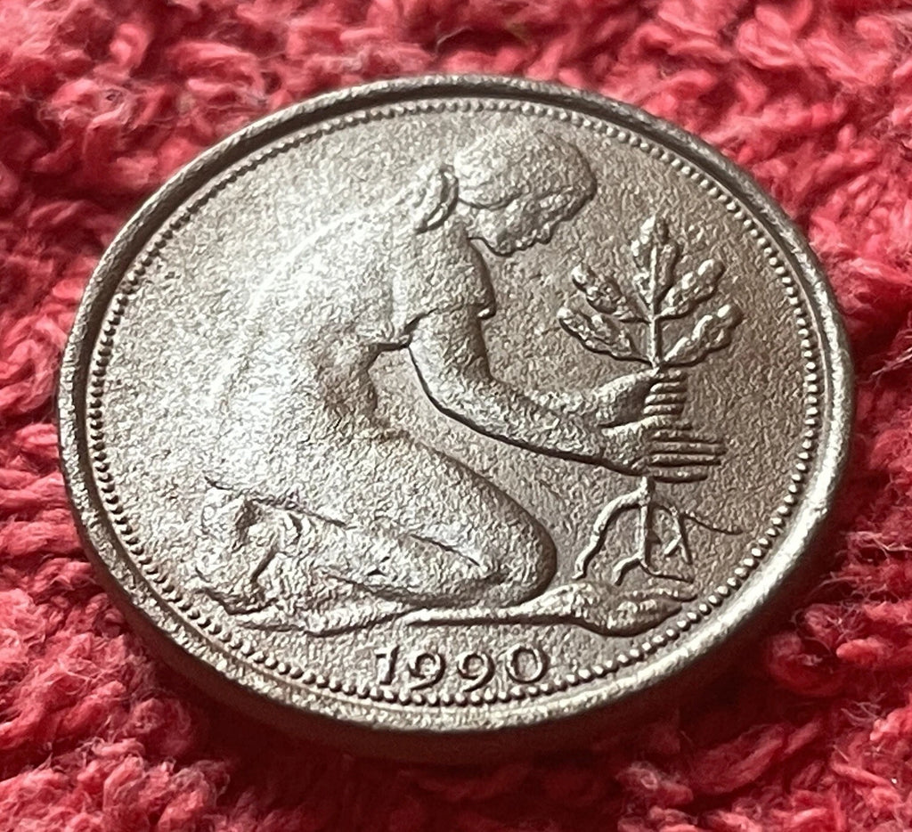 50 Pfennig 1990 J | Bundesrepublik Deutschland (BRD) | Eichenpflanzerin | Kupfer-Nickel Münze | schön