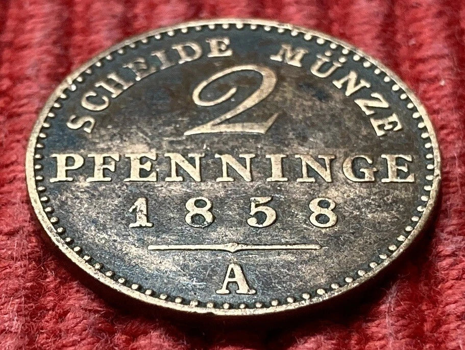 2 Pfenninge 1858 A | Preußen | Kupfer | Historische Scheidemünze