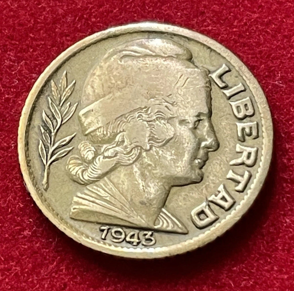 5 Centavos 1943 | Argentinien | Libertad & Stier | Aluminiumbronze Münze | schön