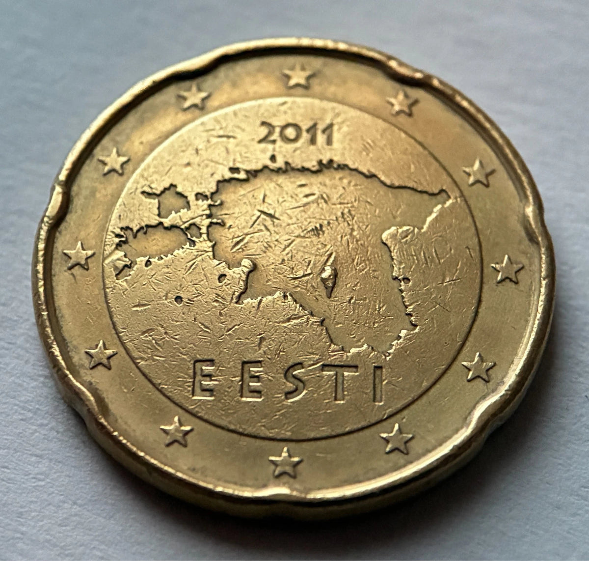 20 Cent 2011 | Estland | Landkarte EESTI | Nordisches Gold Münze | schön