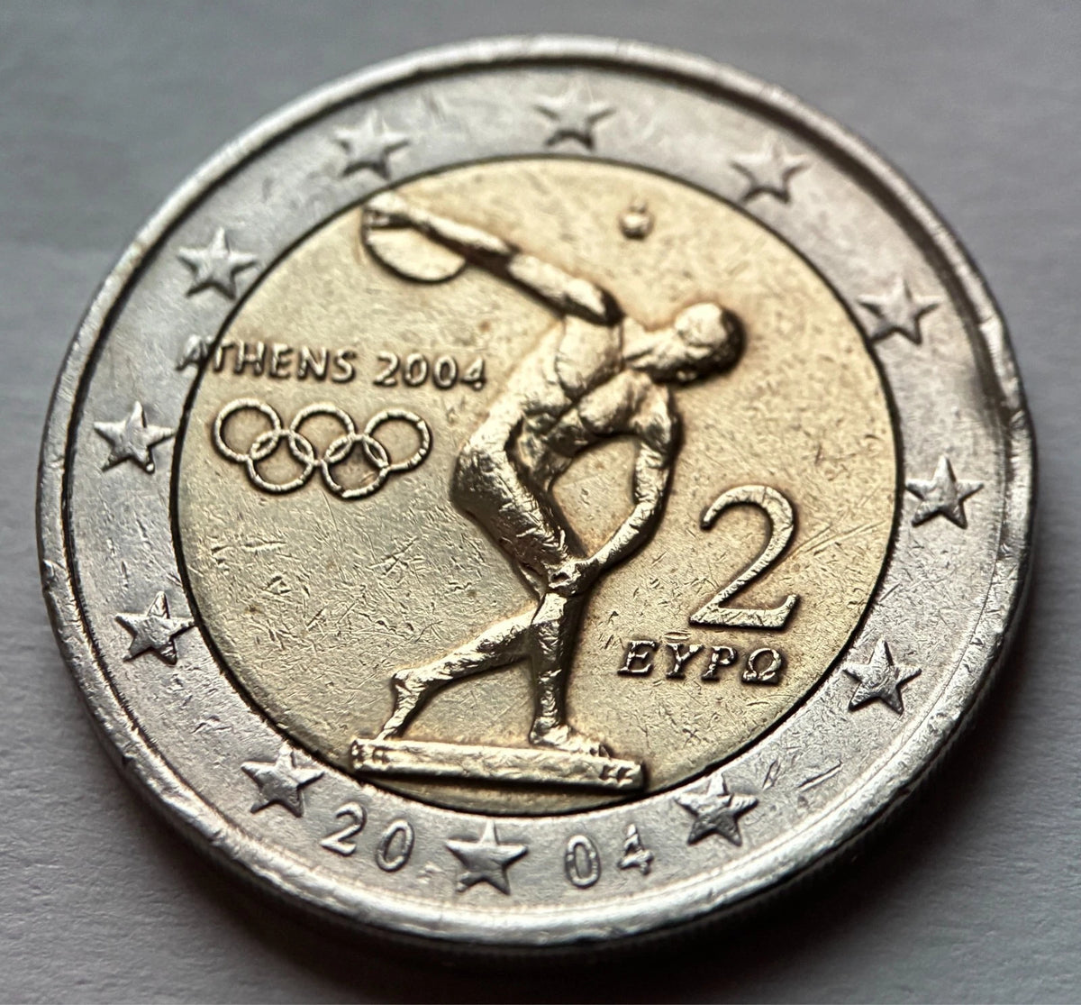 2 Euro 2004 | Griechenland | Olympische Sommerspiele Athen | Bi-Metall Gedenkmünze | schön