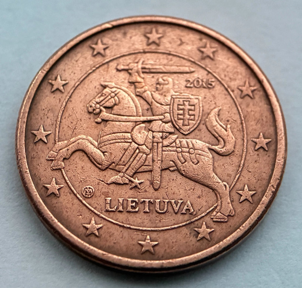 5 Cent 2015 | Litauen | Vytis Ritter | Verkupferter Stahl Münze | schön