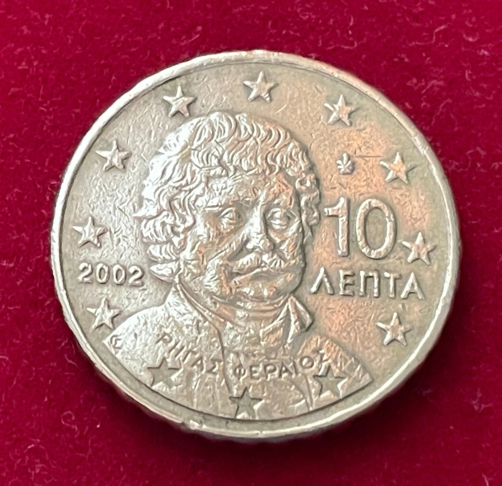 10 Cent 2002 | Griechenland | Rigas Pheraios | Nordisches Gold Münze