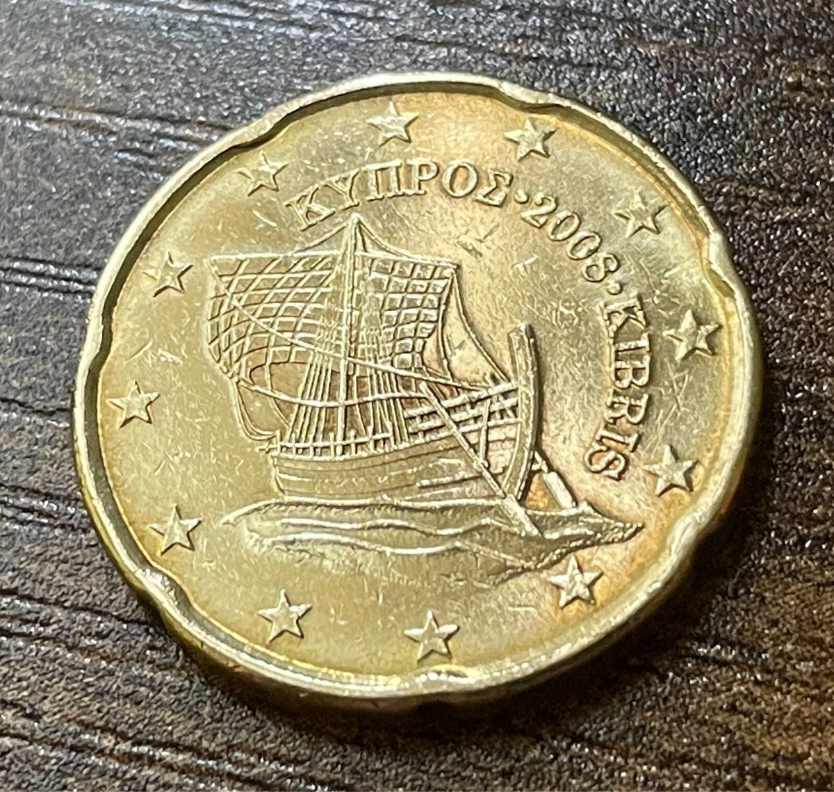 20 Cent 2008 | Zypern | Schiff von Kyrenia | Münze aus Nordischem Gold | sehr schön
