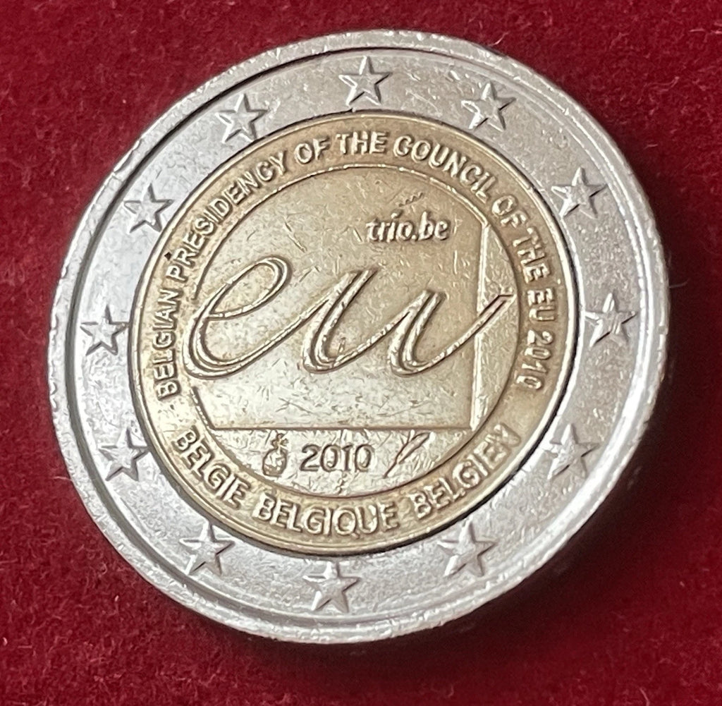 2 Euro 2010 | Belgien | Belgischer Vorsitz im Rat der EU | Bi-Metall Gedenkmünze | Sehr schön