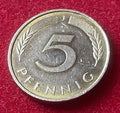 5 Pfennig 1989 J | Bundesrepublik Deutschland (BRD) | Eichenzweig & Getreideähren | Münze aus Vermessingtem Stahl | Sehr schön