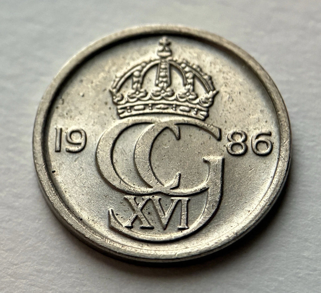 10 Öre 1986 | Schweden | Carl XVI. Gustaf Monogramm | Kupfer-Nickel Münze | schön