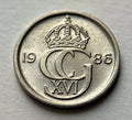 10 Öre 1986 | Schweden | Carl XVI. Gustaf Monogramm | Kupfer-Nickel Münze | schön