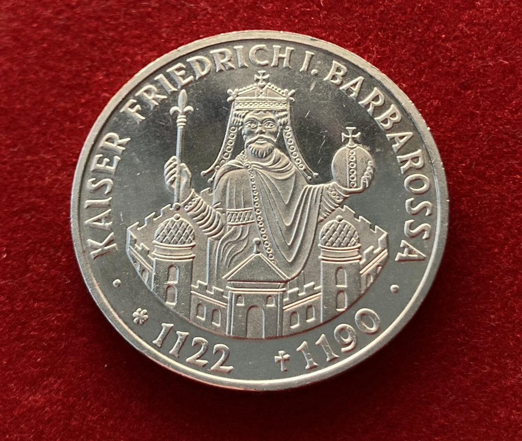 10 Deutsche Mark 1990 F | Bundesrepublik Deutschland | Kaiser Friedrich I. Barbarossa | 625er Silbermünze | vorzüglich