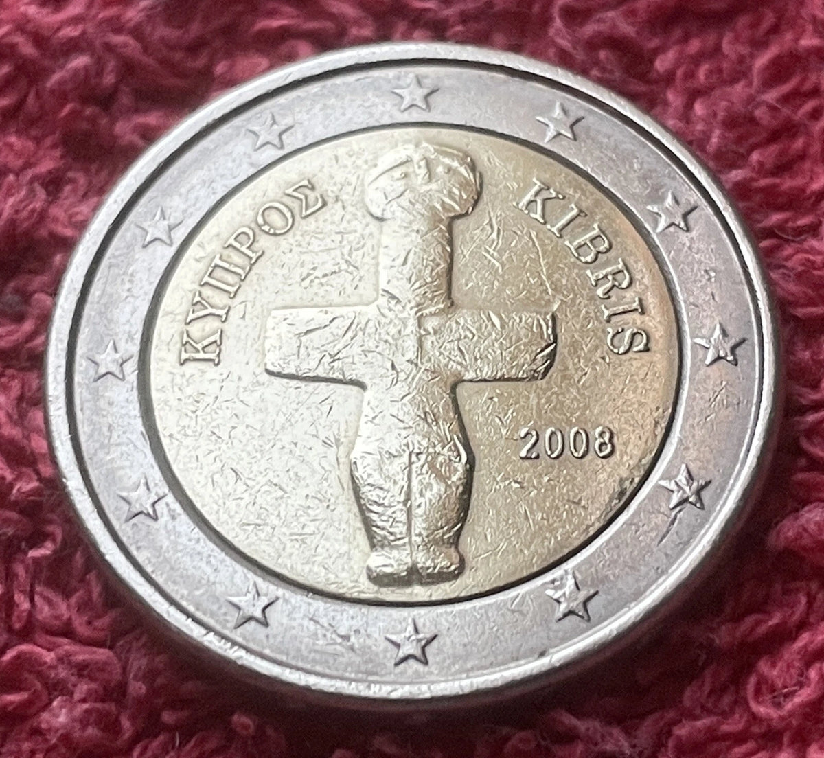 2 Euro 2008 | Zypern | Idol von Pomos | Bi-Metall Münze | schön