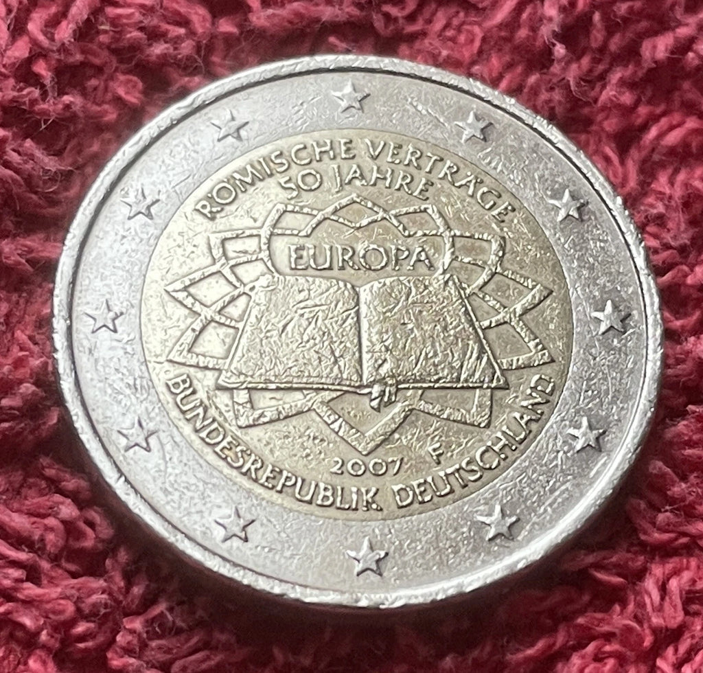 2 Euro 2007 F | Deutschland | 50 Jahre Römische Verträge | Bi-Metall Gedenkmünze | schön