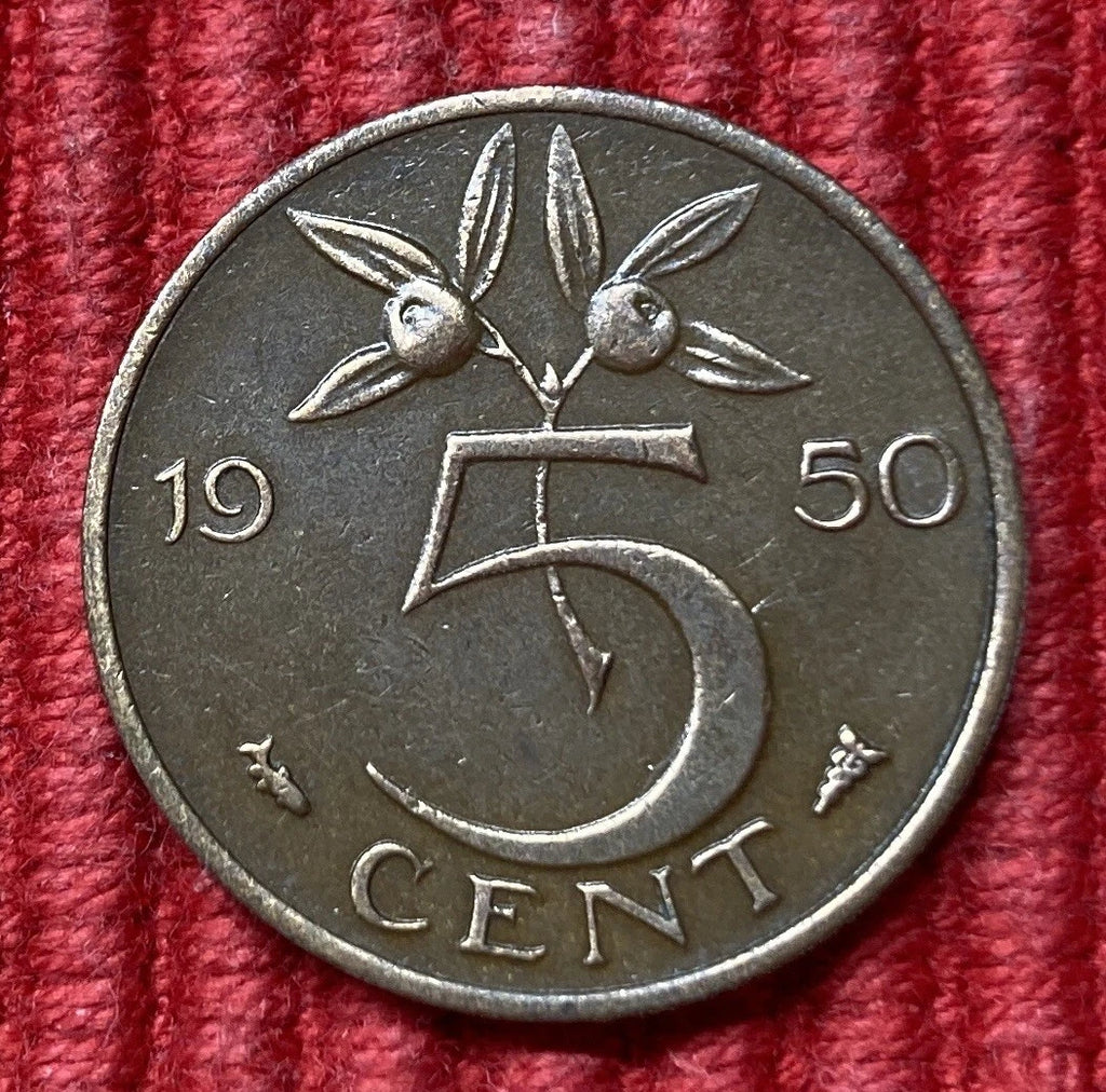 5 Cent 1950 | Niederlande | Königin Juliana | Bronze Münze | sehr schön