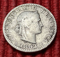 20 Rappen 1893 B | Schweiz | CONFOEDERATIO HELVETICA | Nickel | Historische Münze
