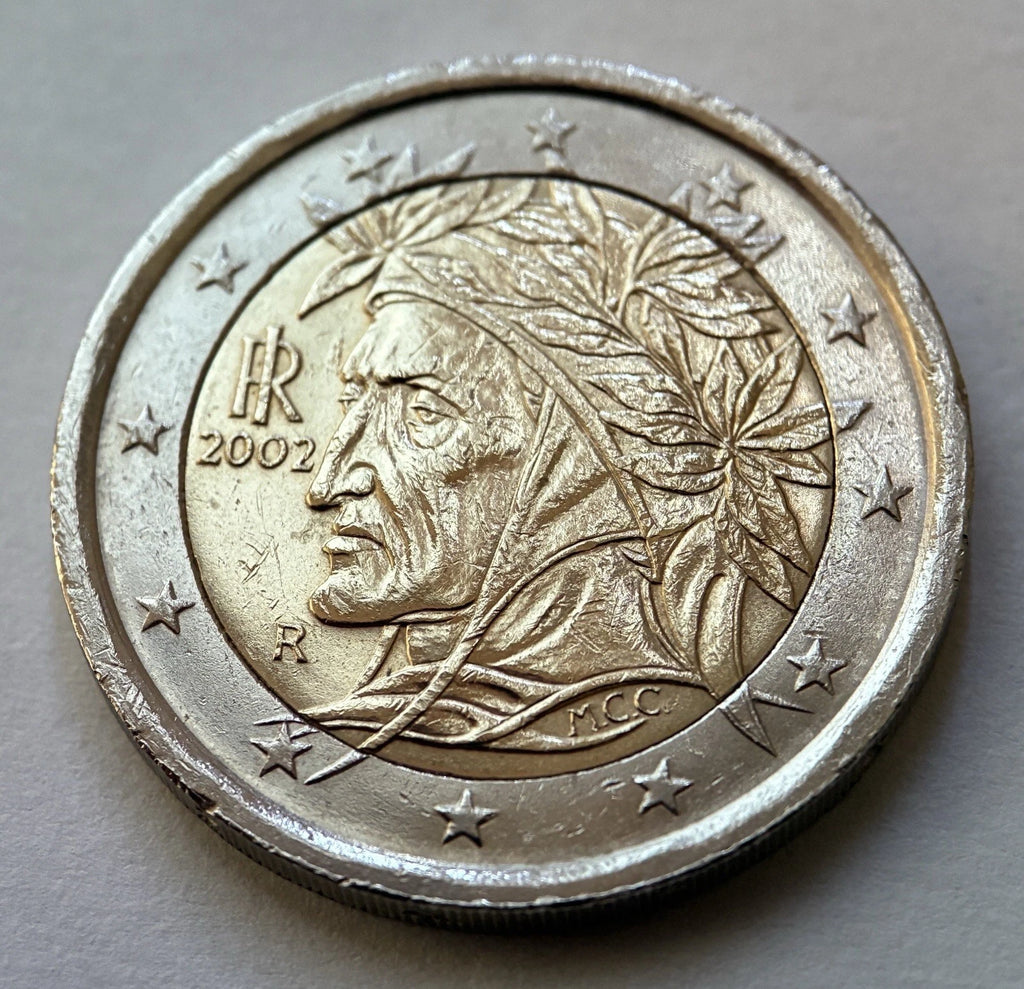 2 Euro 2002 | Italien | Dante Alighieri | Bi-Metall Münze | schön