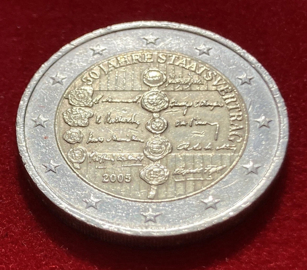 2 Euro 2005 | Österreich | 50 Jahre Staatsvertrag | Bi-Metall Gedenkmünze | schön