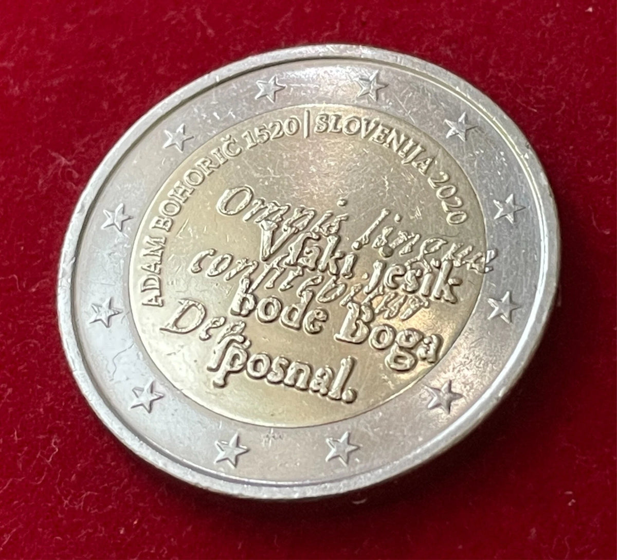 2 Euro 2020 | Slowenien | 500. Geburtstag Adam Bohorič | Bi-Metall Münze | schön
