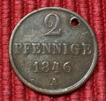 2 Pfennige 1846 A | Königreich Hannover | Ernst August I. | Kupfer-Münze