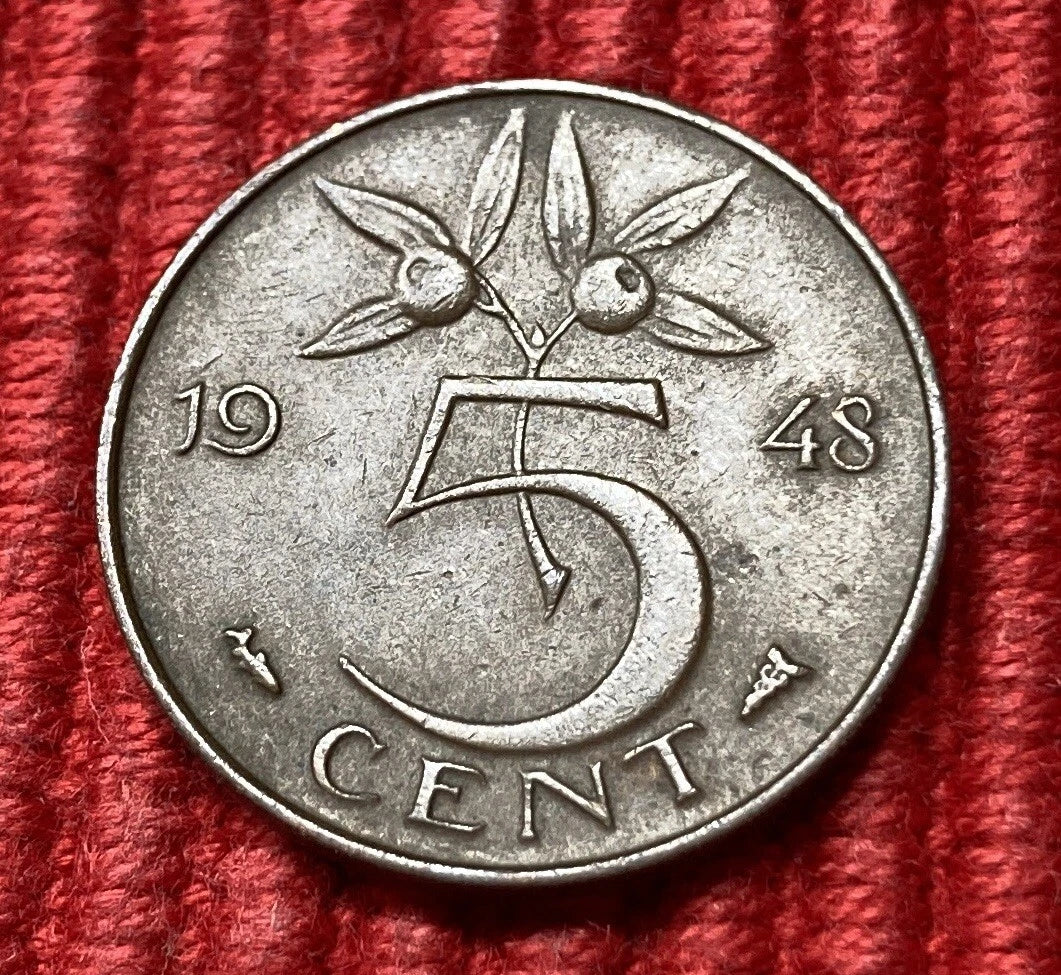 5 Cent 1948 | Niederlande | Königin Wilhelmina | Bronze Münze | sehr schön