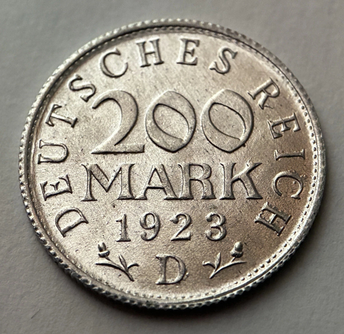 200 Mark 1923 D | Deutsches Reich | Reichsadler | mit Zertifikat | Aluminium Münze | vorzüglich