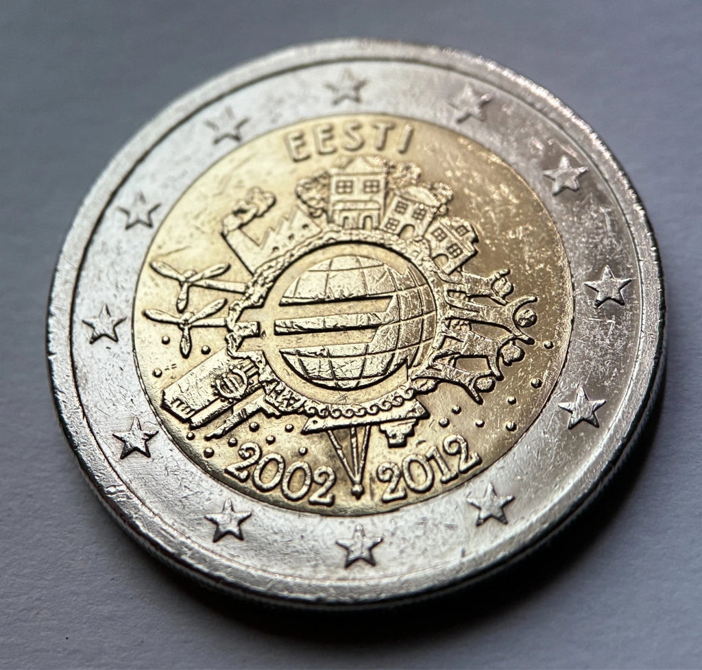 2 Euro 2012 | Estland | 10 Jahre Einführung des Euro (WWU) | Bi-Metall Gedenkmünze | schön
