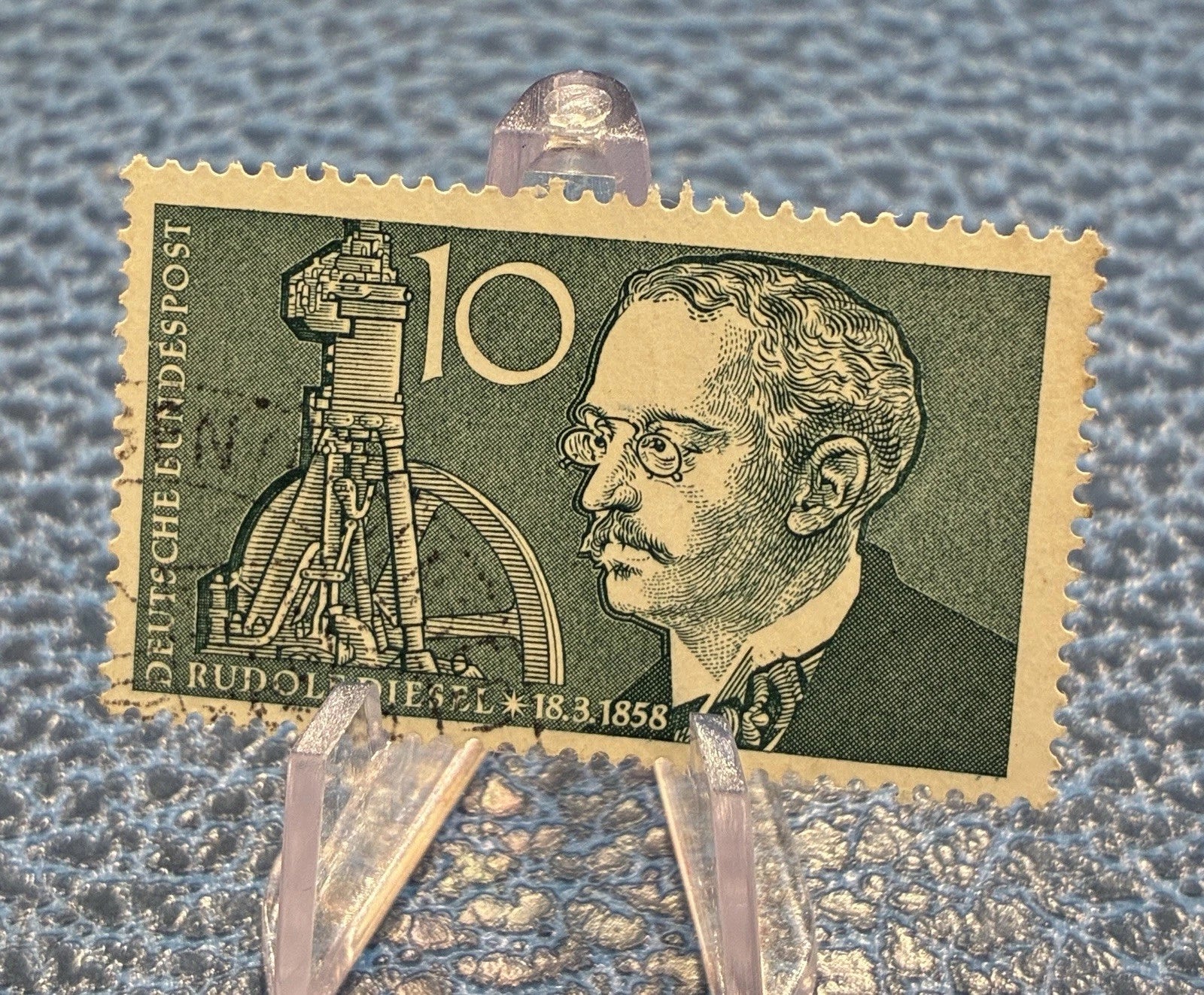Deutsche Bundespost 1958 | 10 Pfennig | Rudolf Diesel | Erfinder | gestempelt | Briefmarke