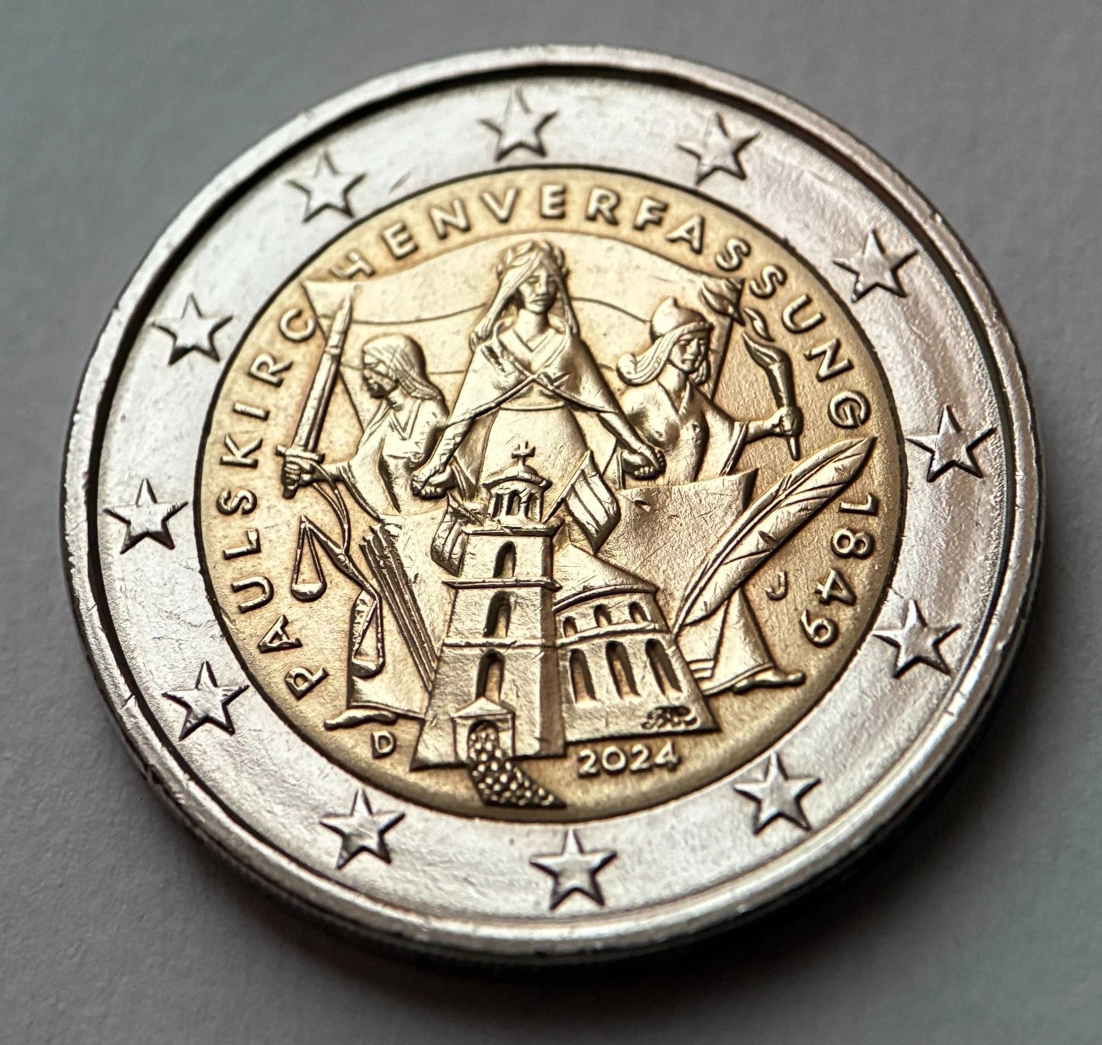 2 Euro 2024 J | Deutschland | 175 Jahre Paulskirchenverfassung | Bi-Metall Münze