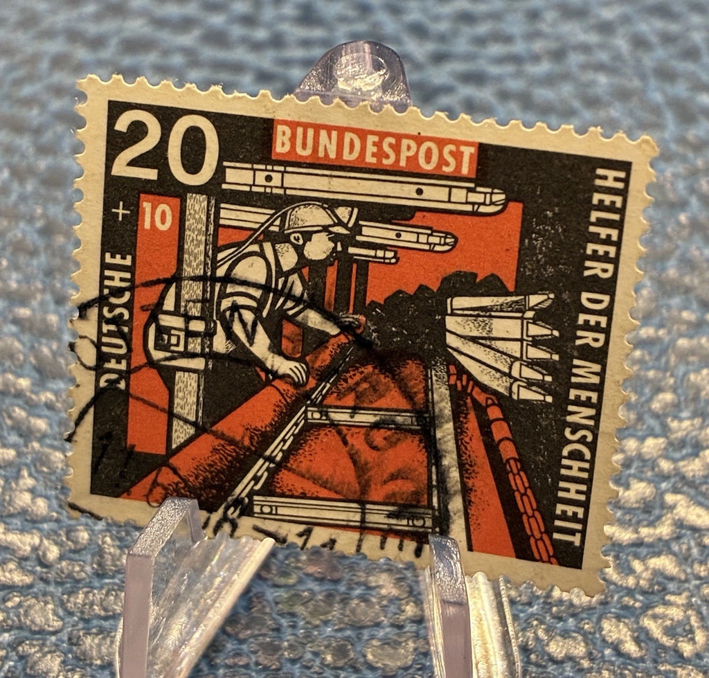 Deutsche Bundespost 1957 | 20+10 Pfennig | Helfer der Menschheit Bergarbeiter | gestempelt | Briefmarke