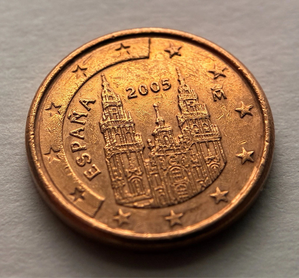 1 Cent 2005 | Spanien | Kathedrale von Santiago de Compostela | Verkupferter Stahl | Sammlermünze