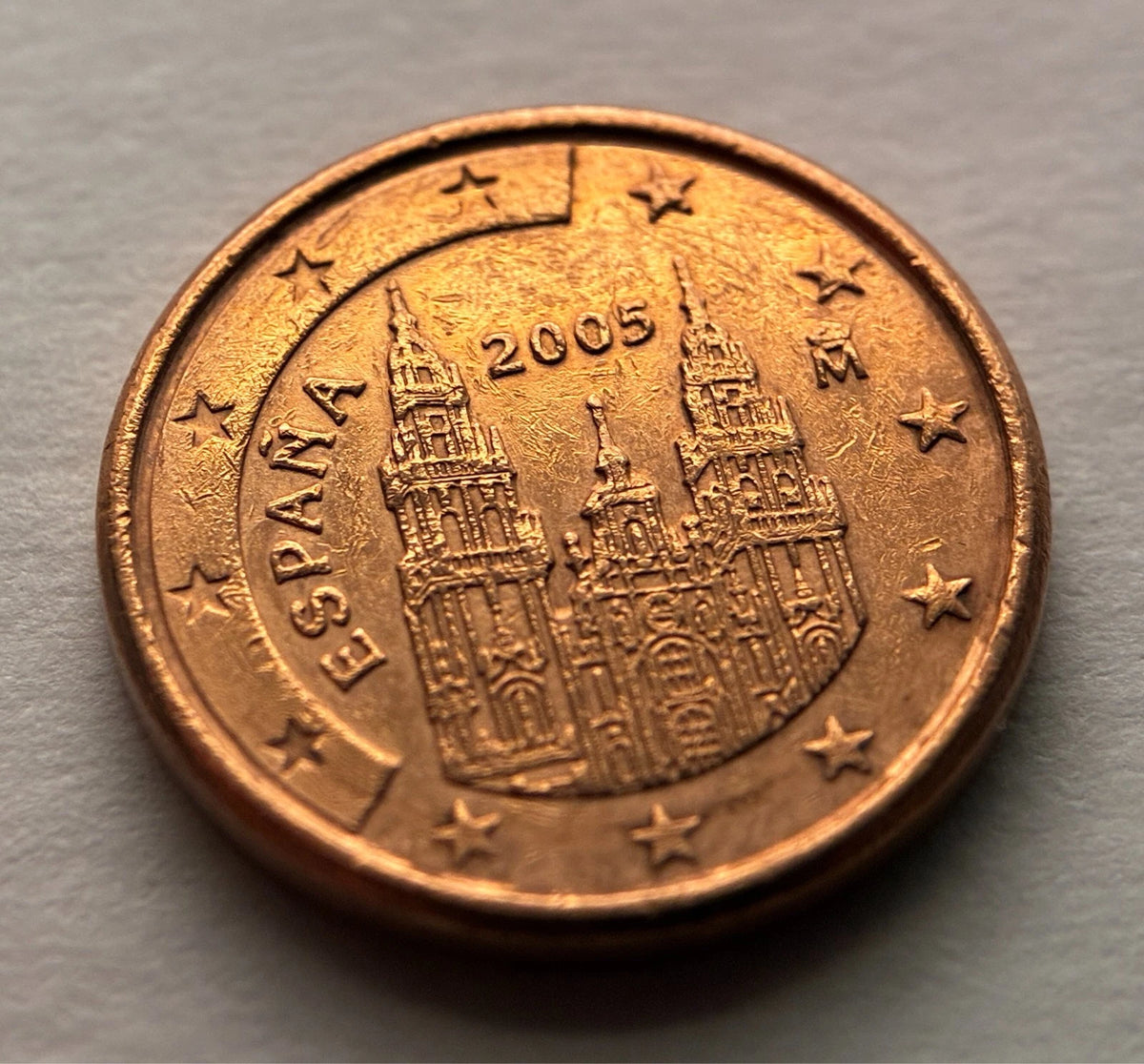 1 Cent 2005 | Spanien | Kathedrale von Santiago de Compostela | Verkupferter Stahl | Sammlermünze