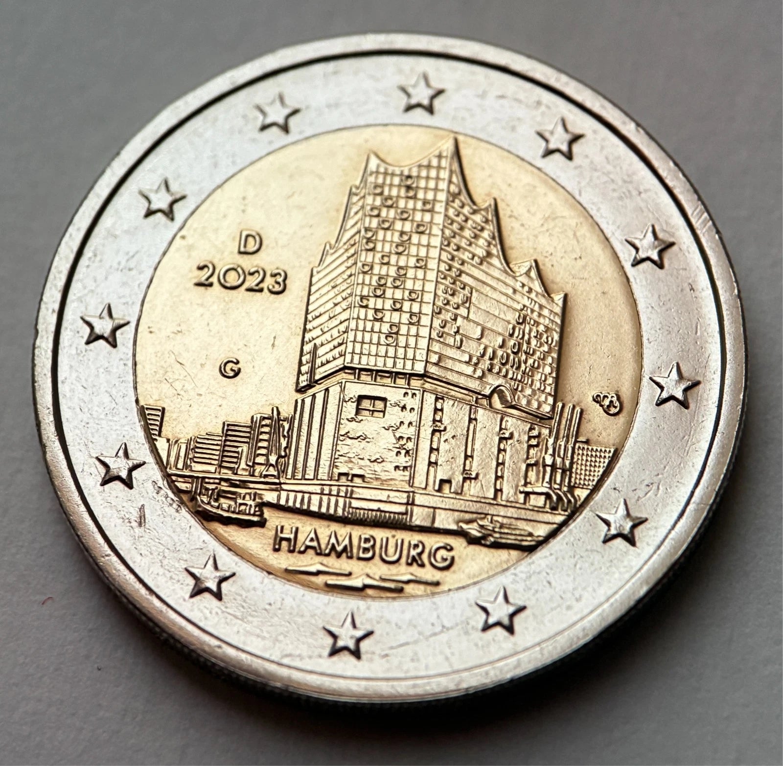 2 Euro 2023 G | Deutschland | Hamburg | Elbphilharmonie | Bundesländerserie | Bi-Metall Münze