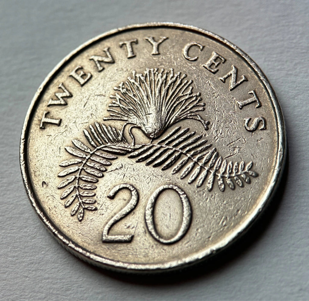 20 Cents 1987 | Singapur | Calliandra surinamensis | Kupfer-Nickel Münze | schön
