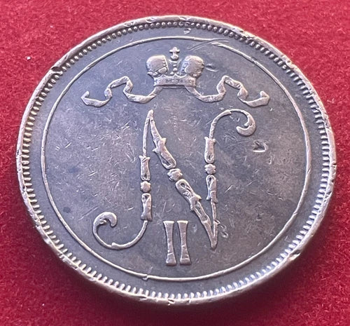 10 Penniä 1907 | Finnland | Zar Nikolaus II. | Kupfer | Historische Münze