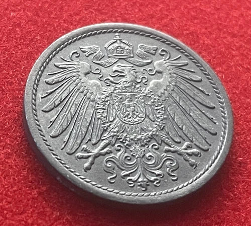 10 Pfennig 1921 | Deutsches Reich | gekrönter deutscher Reichsadler | Zink Ersatzmünze | sehr schön