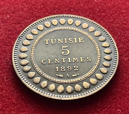 5 Centimes 1892 A | Tunesien | Französisches Protektorat | Bronze Münze | sehr schön