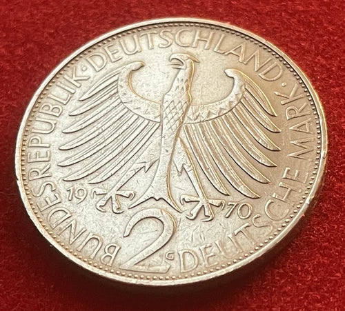 2 Deutsche Mark 1970 G | Bundesrepublik Deutschland | Max Planck | Kupfer-Nickel Gedenkmünze | schön