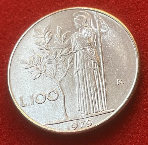 100 Lire 1979 | Italien | Minerva & Olivenbaum | Edelstahl Münze