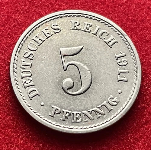 5 Pfennig 1911 A | Deutsches Reich | Kaiserreich Adler | Kupfer-Nickel | schön