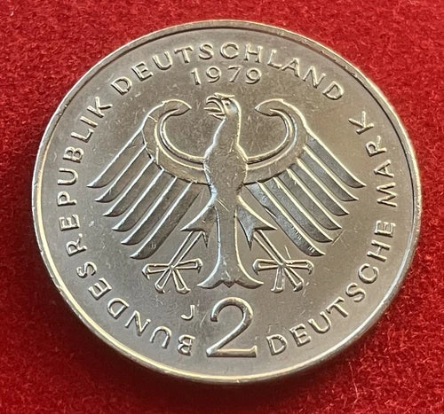 2 Deutsche Mark 1979 J | Bundesrepublik Deutschland | Kurt Schumacher | Kupfer-Nickel Gedenkmünze | schön
