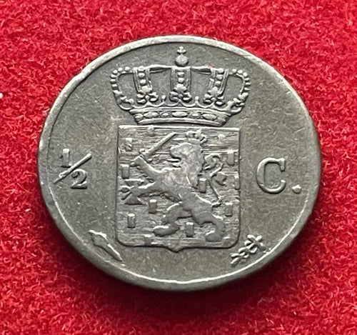 ½ Cent 1824 Niederlande – König Wilhelm I. – Historische Kupfer-Münze / Sehr Schön